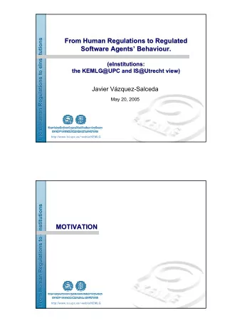 From Human  From  Human Regulations  Regulations to  to Regulated  Regulated  to eInstitutions