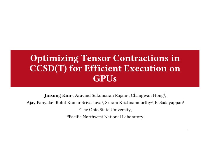 optimizing tensor contractions in ccsd t for efficient