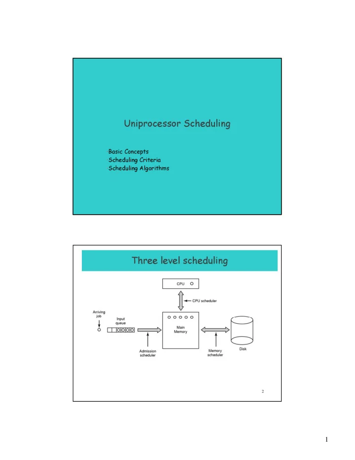 uniprocessor scheduling