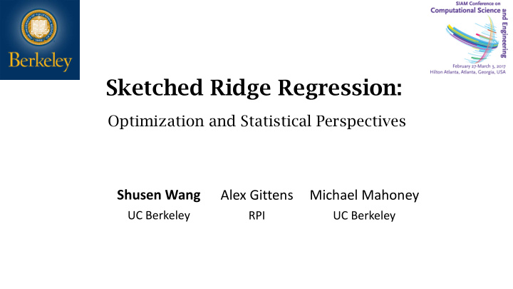 sketched ridge regression