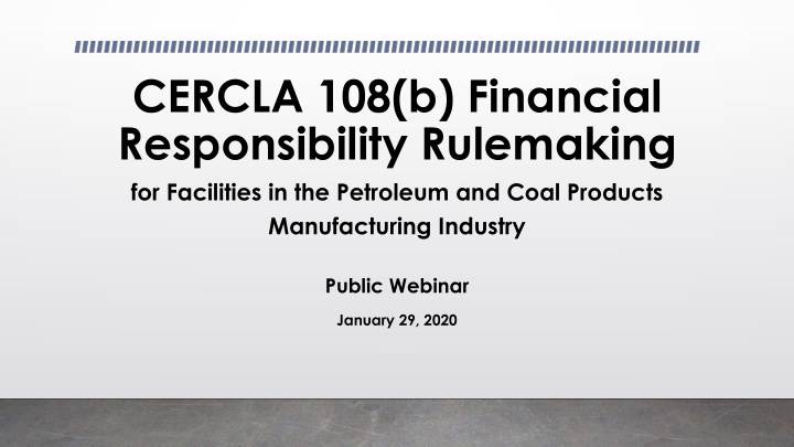 cercla 108 b financial responsibility rulemaking