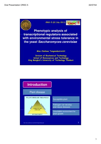 Introduction  Plant disease  Susceptible plant  Pathogen can develop  and induce diseases