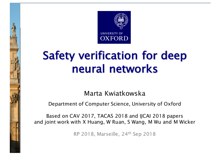 sa safety verification for deep ne neur ural ne networks