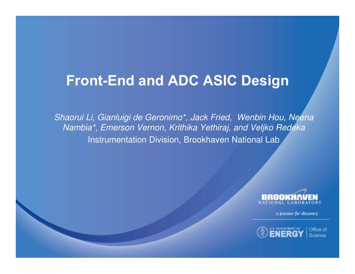 front end and adc asic design front end and adc asic