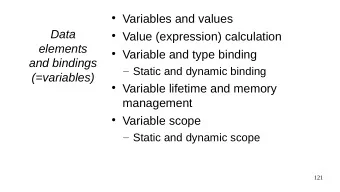 Variables and values  Value (expression) calculation  Data  elements  Variable and type
