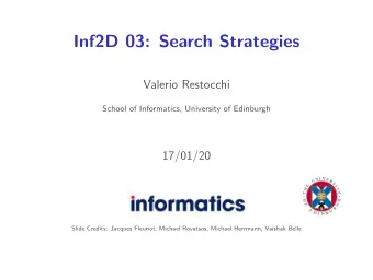 Inf2D 03: Search Strategies  Valerio Restocchi  School of Informatics, University of Edinburgh
