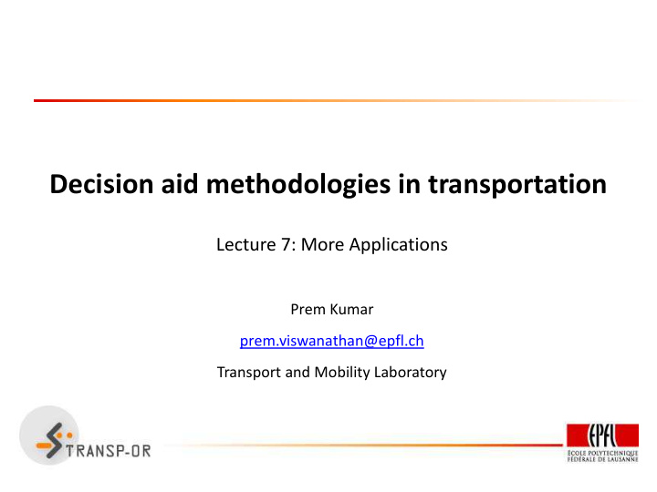 decision aid methodologies in transportation