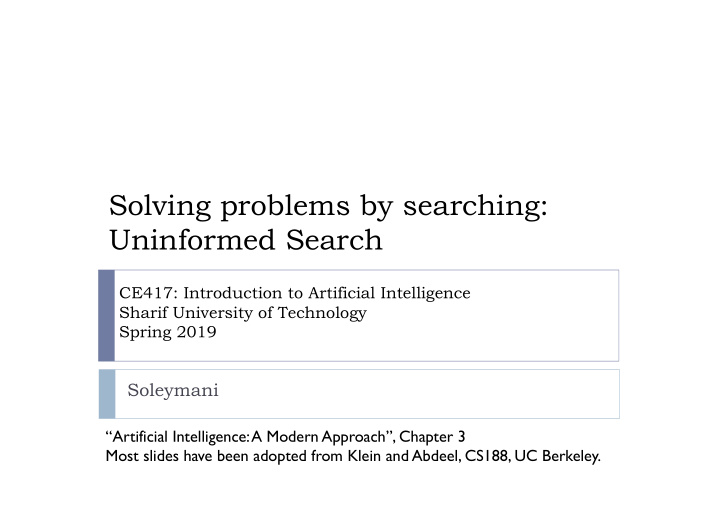 solving problems by searching uninformed search