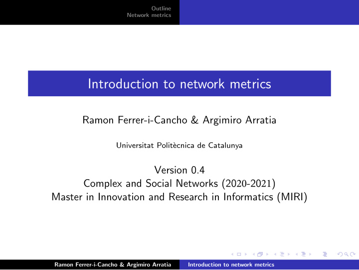 introduction to network metrics