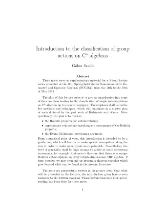 Introduction to the classification of group actions on C  -algebras  G  abor Szab  o