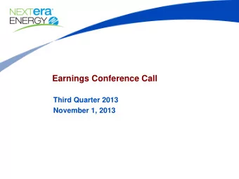 Earnings Conference Call  Third Quarter 2013  November 1, 2013  Cautionary Statements And Risk