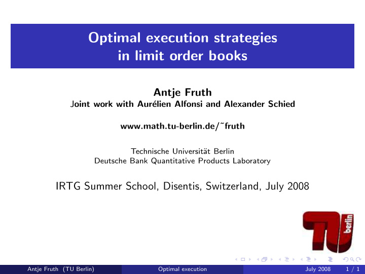 optimal execution strategies in limit order books