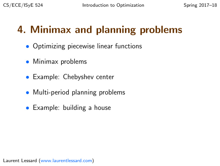 4 minimax and planning problems