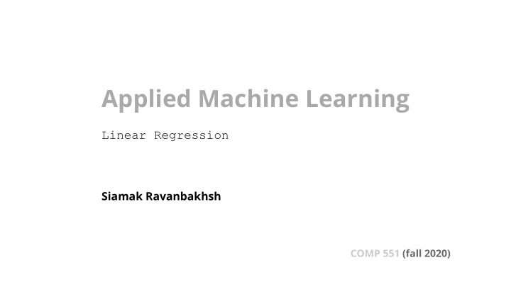 applied machine learning