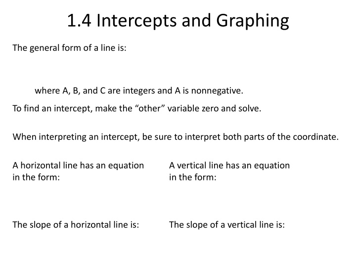 1 4 intercepts and graphing