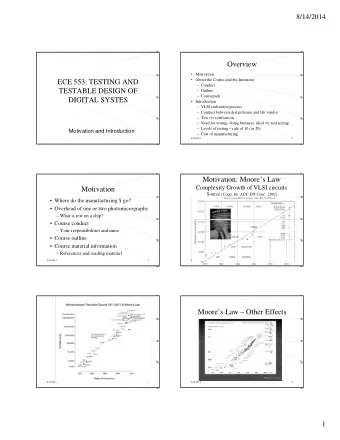 Overview   Motivation   About the Course and the Instructor  ECE 553: TESTING AND