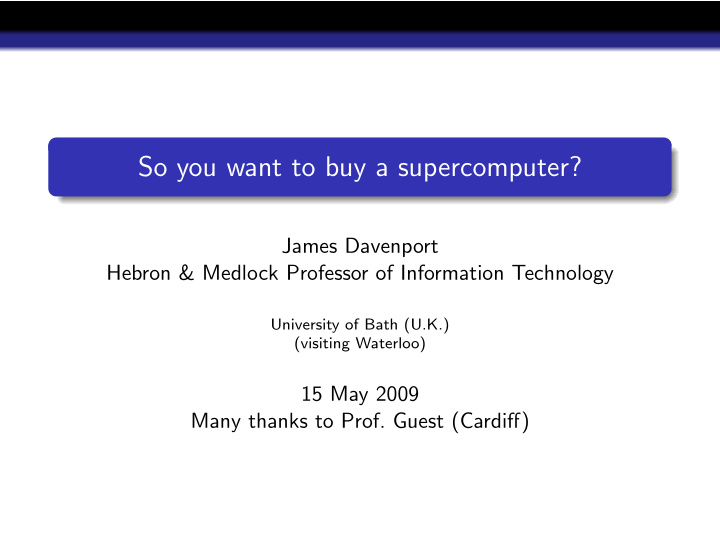so you want to buy a supercomputer