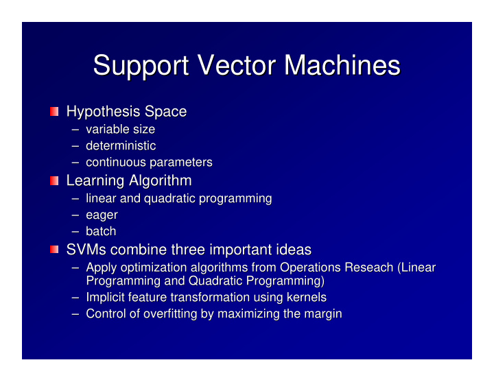 support vector machines support vector machines