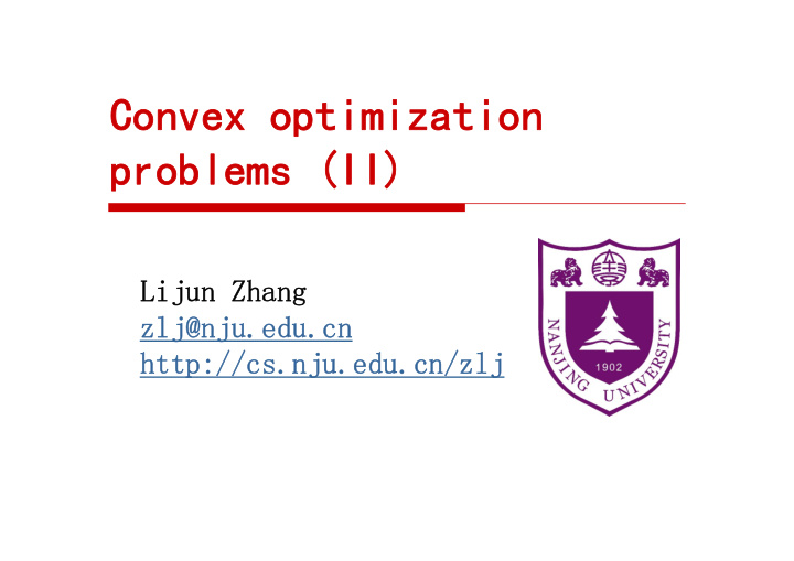 convex optimization problems ii
