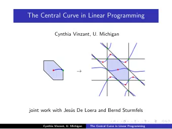 The Central Curve in Linear Programming  Cynthia Vinzant, U. Michigan    joint work with Jes