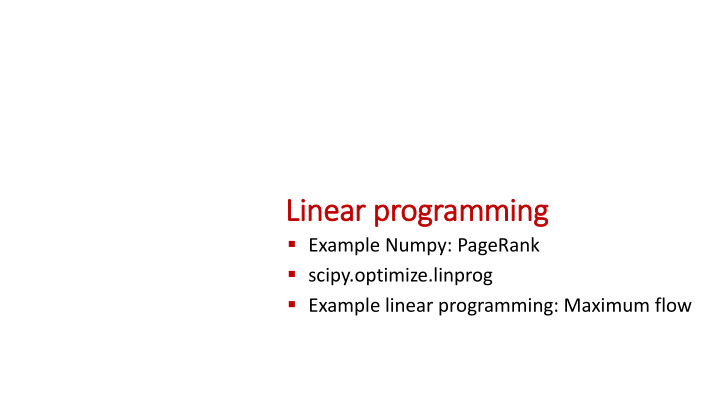 lin inear programming
