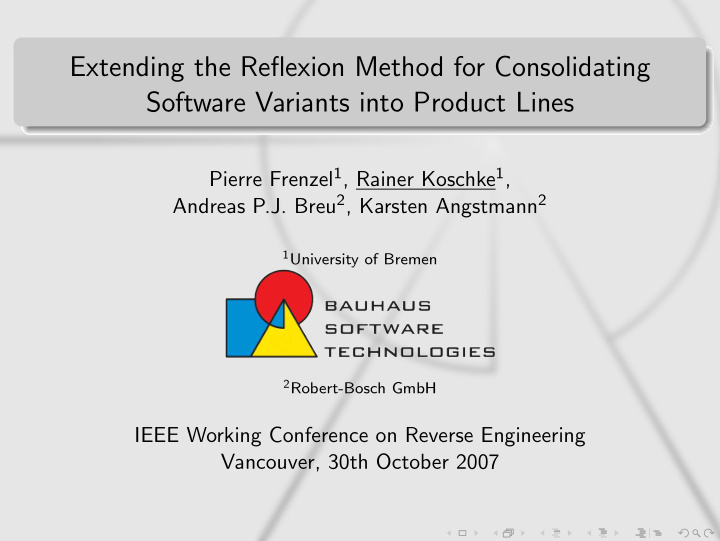 extending the reflexion method for consolidating software