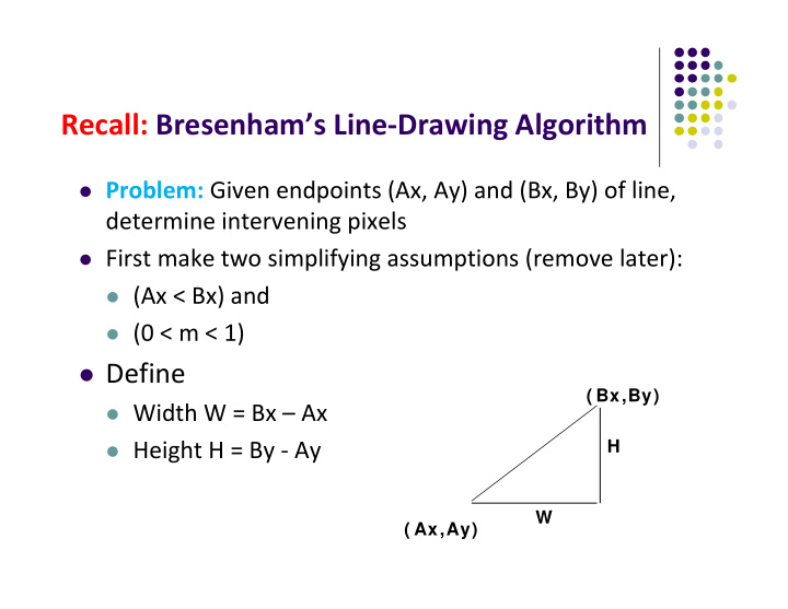 recall bresenham s line drawing algorithm