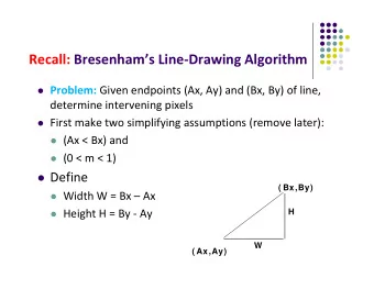 Recall: Bresenhams Line  Drawing Algorithm  Problem: Given endpoints (Ax, Ay) and (Bx, By)