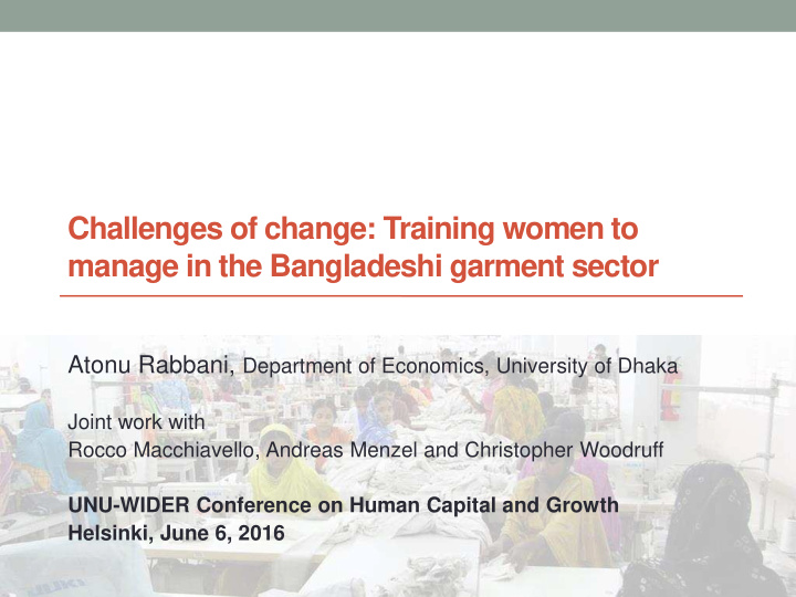 challenges of change training women to manage in the