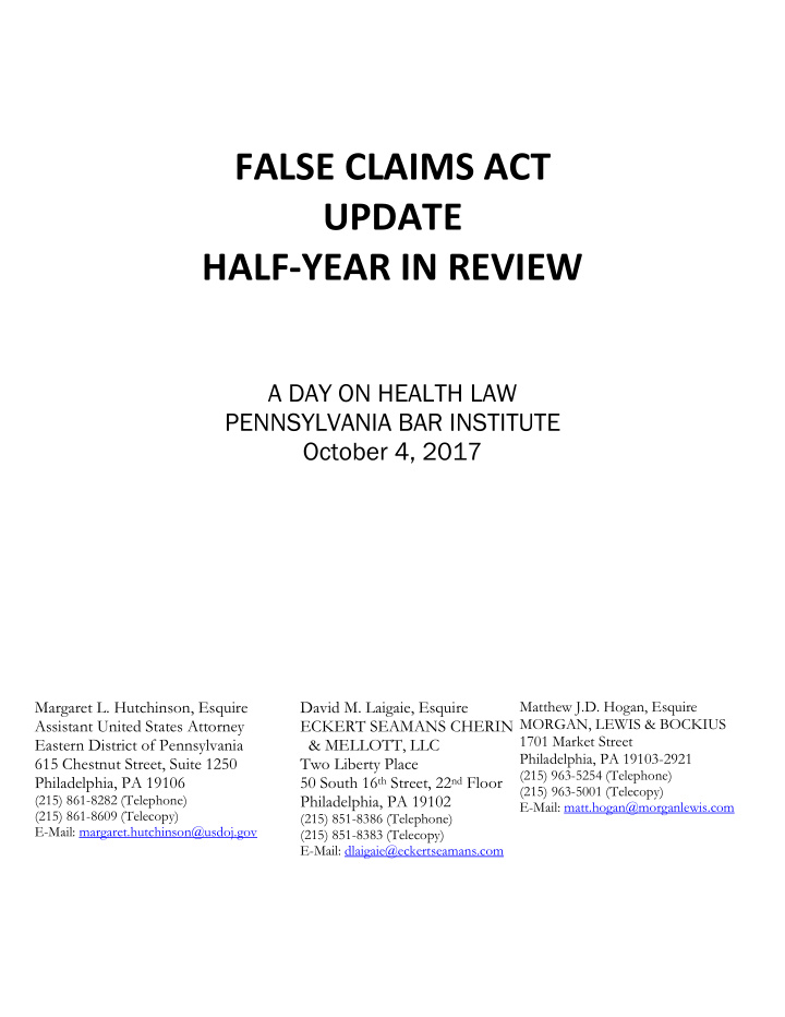 false claims act update half year in review