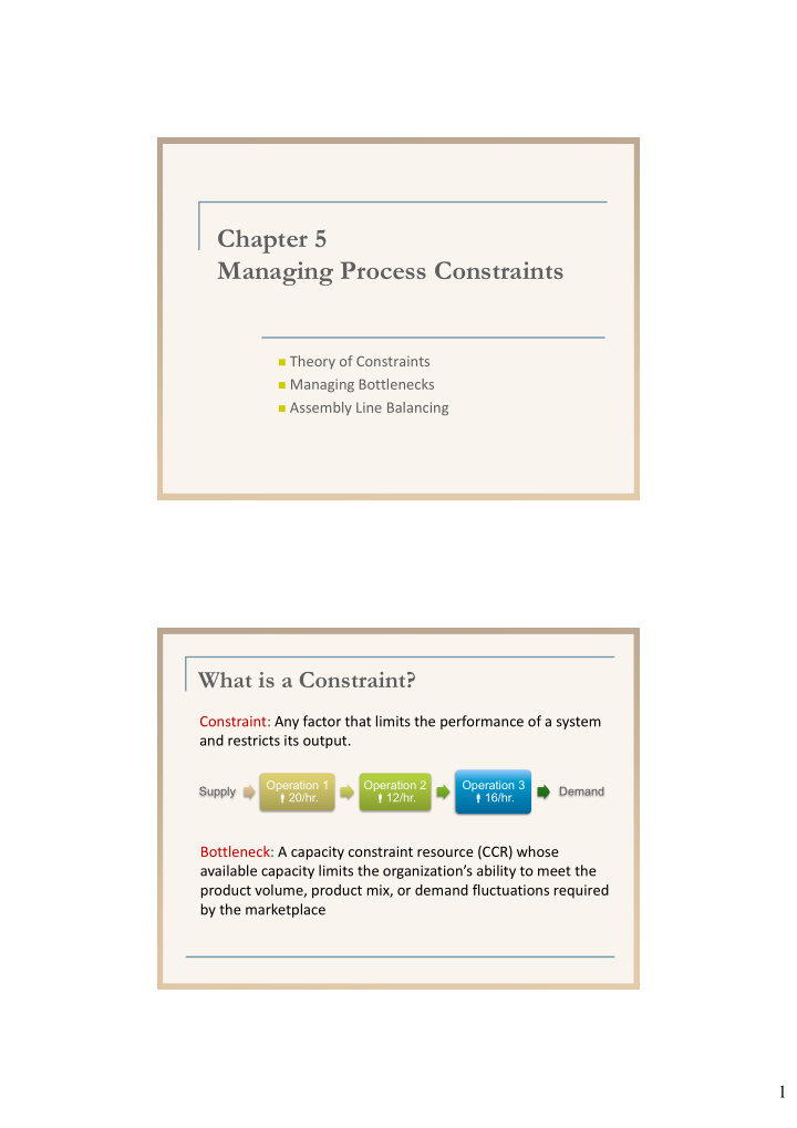 chapter 5 managing process constraints