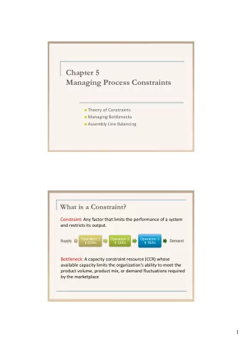 Chapter 5  Managing Process Constraints  Theory of Constraints  Managing Bottlenecks