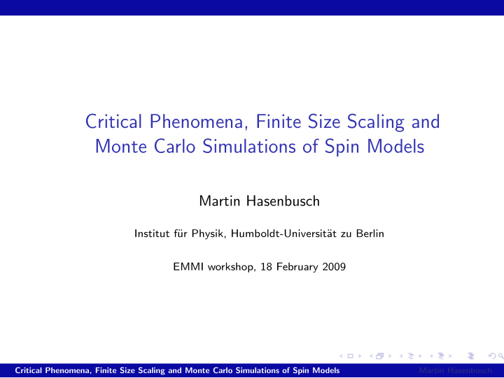 critical phenomena finite size scaling and monte carlo