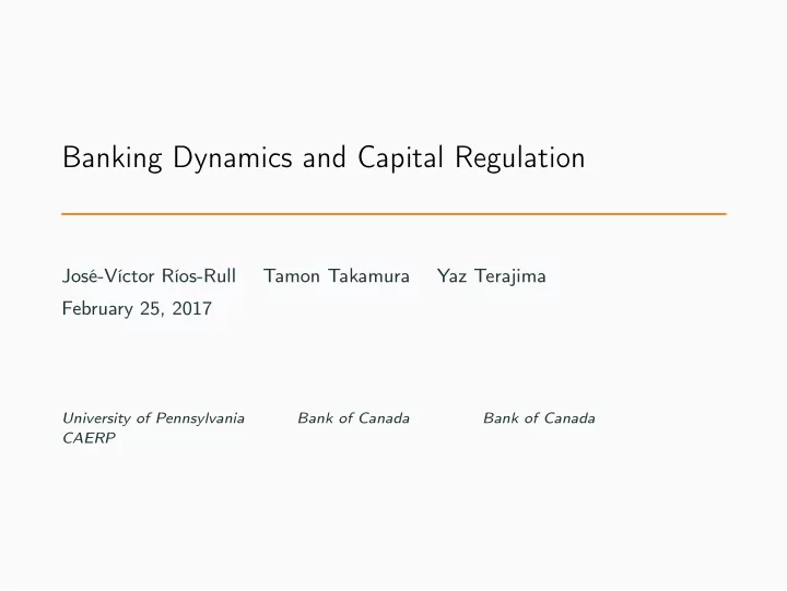 banking dynamics and capital regulation