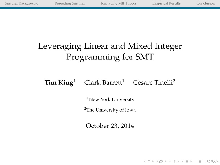 leveraging linear and mixed integer programming for smt