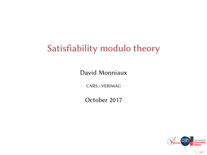 satisfiability modulo theory