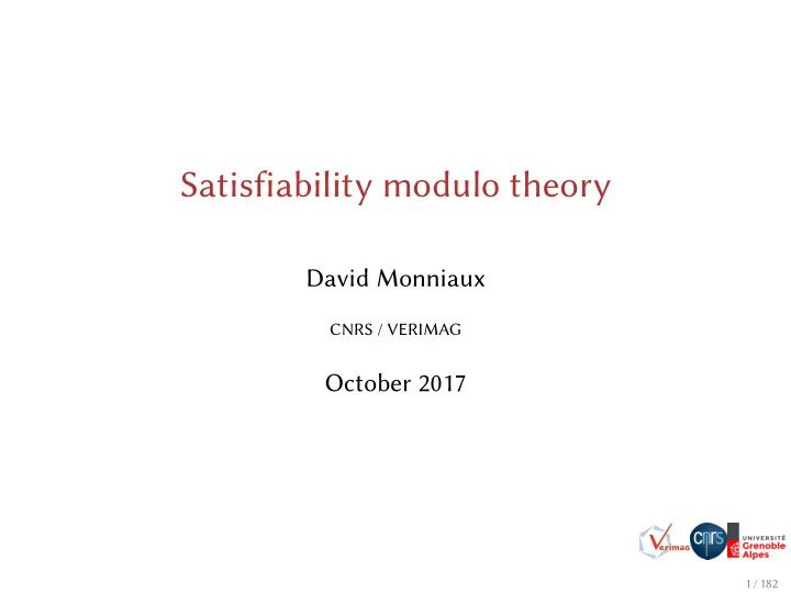 satisfiability modulo theory