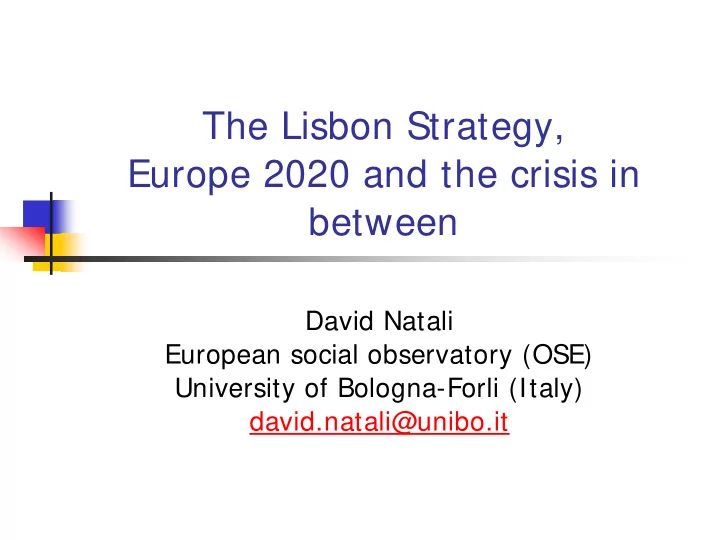 the lisbon strategy europe 2020 and the crisis in between