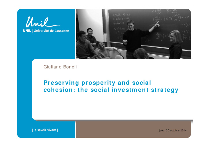 preserving prosperity and social cohesion the social