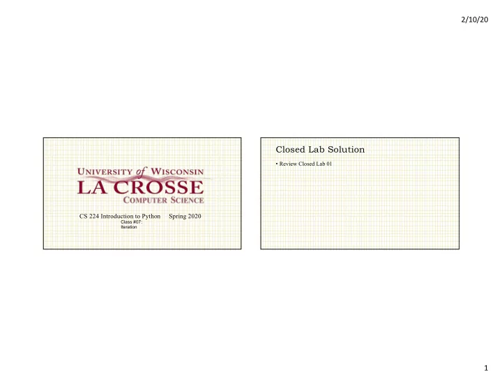 closed lab solution