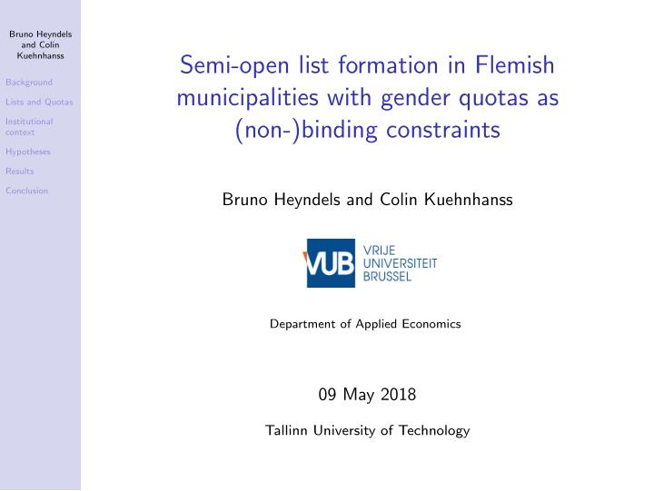 semi open list formation in flemish