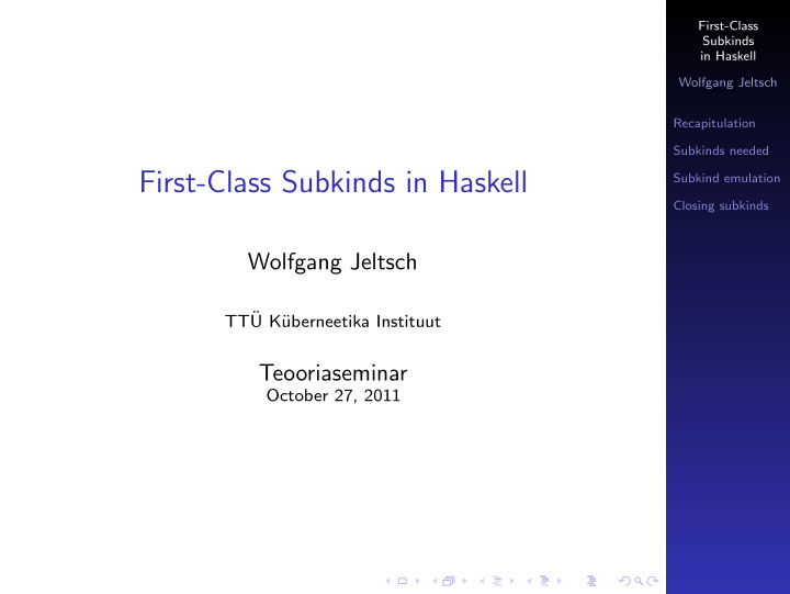 first class subkinds in haskell