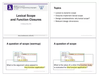 CS 251 Fall 2019 CS 251 Spring 2020  Topics  Principles of Programming Languages  Principles