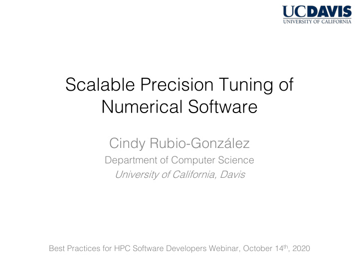 scalable precision tuning of numerical software