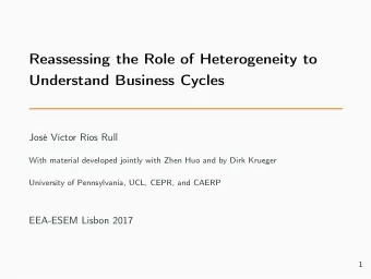 Reassessing the Role of Heterogeneity to  Understand Business Cycles  Jos Vctor Ros Rull