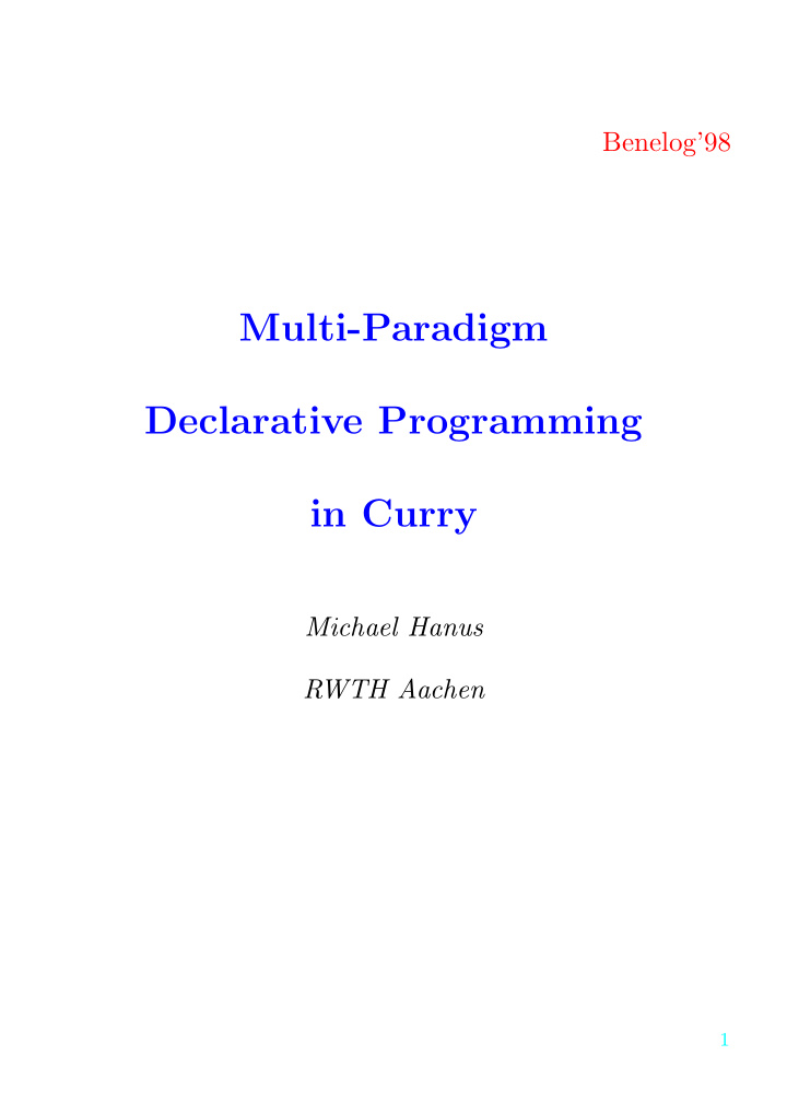 multi paradigm declarative programming in curry