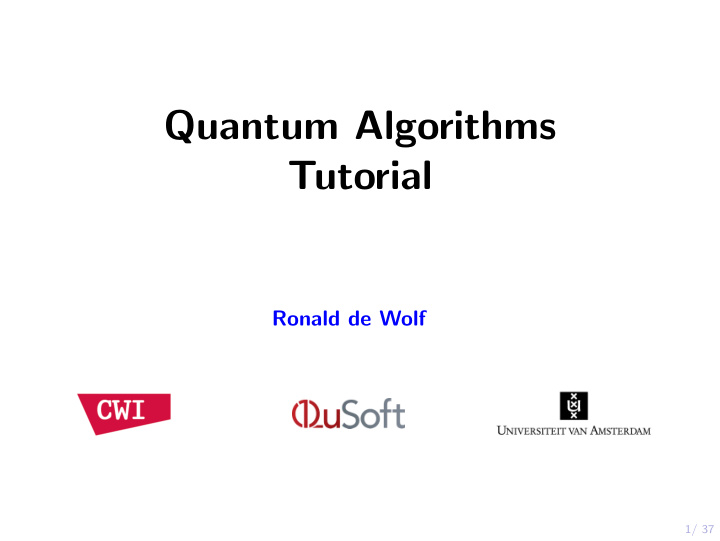 quantum algorithms tutorial