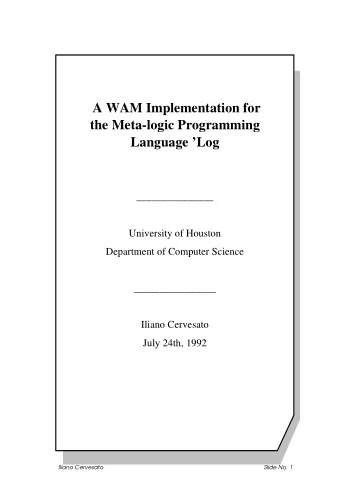 A WAM Implementation for  the Meta-logic Programming  Language Log  _______________  University