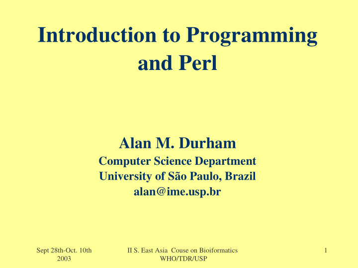 introduction to programming and perl