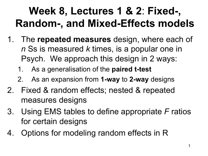 week 8 lectures 1 2 fixed random and mixed effects models